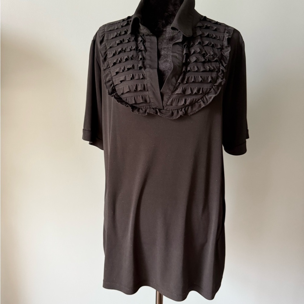 Lane Bryant Black  Ruffled Short Sleeve Blouse